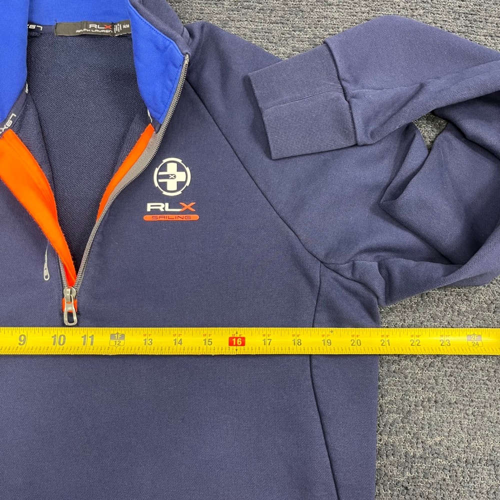 RLX Ralph Lauren Sailing Mens Navy Blue Quarter Zip Pullover Sweatshirt Medium - Picture 4 of 5